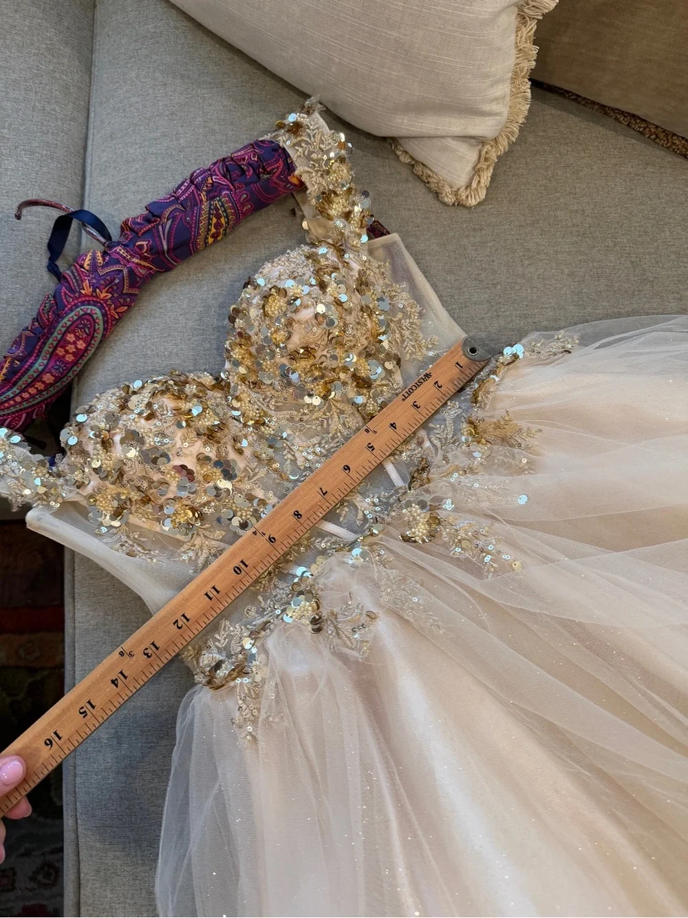 Dancing Queen Gold Sequin & Champagne Tulle Formal Dress